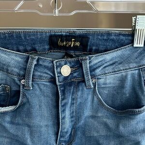 Indigo Rein distressed denim with folded cuffs size 3/25